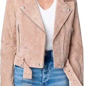 [BLANKYNYC] Desert Rose Cropped Suede Moto Jacket 100% Leather New with Tags XS